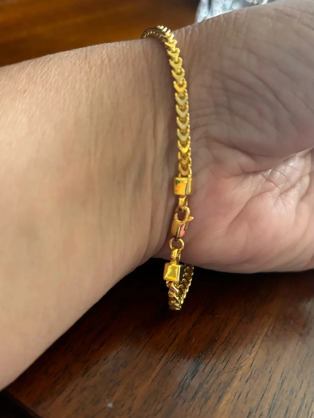 Gold-Tone Franco Chain Bracelet - Classic Chevron Link
